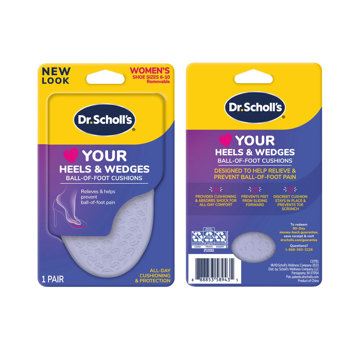 Dr.Scholl's Your Heels & Wedges Ball-of-Foot Cushions Women ดร.สกอลล์ ยัวร์ ฮีล แอนด์ เวสจ์ บอล-ออฟ-ฟุต คูเชิ่นส์ แผ่นรองเท้า ทำจากโพลียูรีเทนเจล สำหรับผู้หญิง ราคา 290 บาท*ส่งฟรี