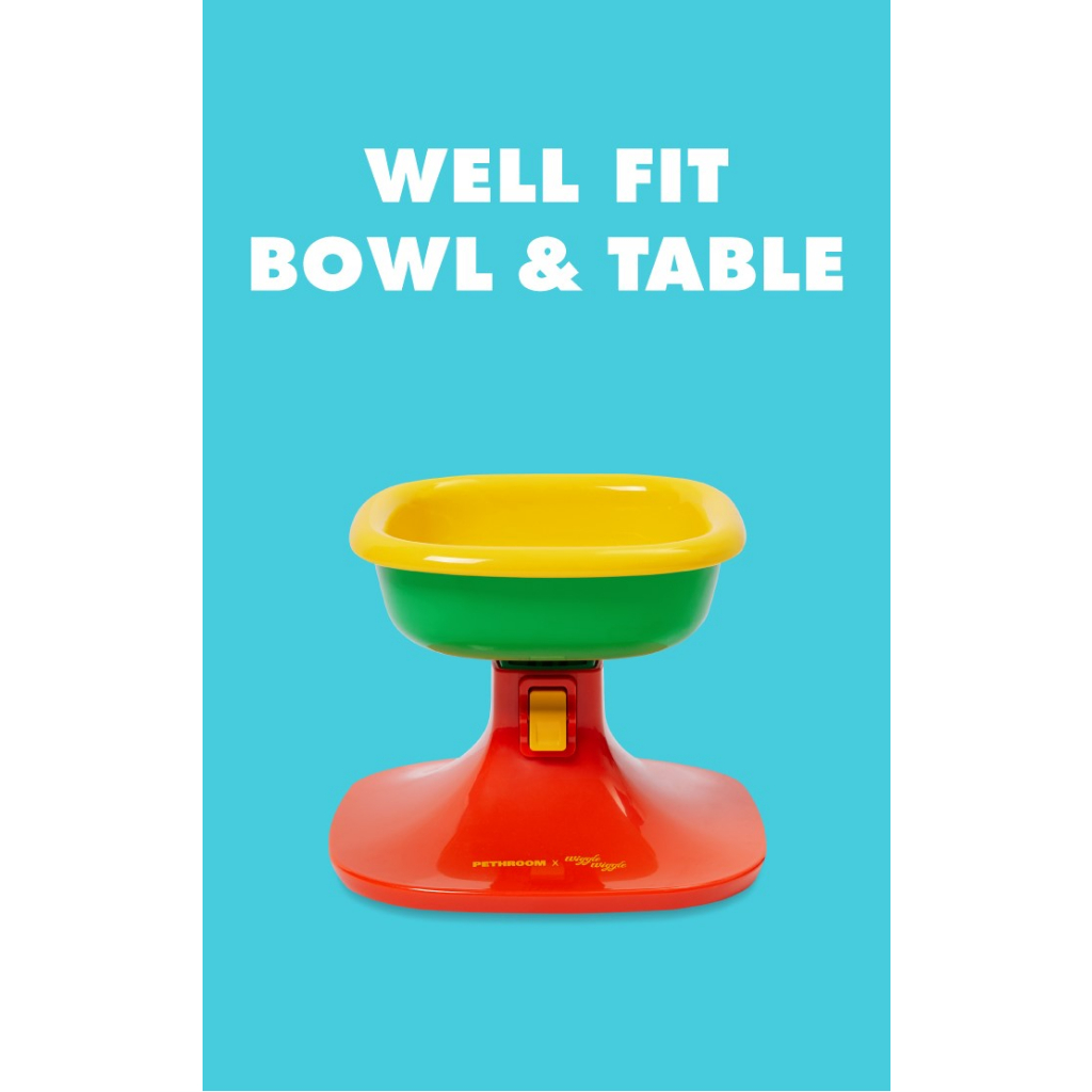 Pethroom X Wiggle Wiggle WELL FIT TABLE & BOWL ชามพร้อมโต๊ะสำหรับสัตว์เลี้ยง และ SLOW FEEDER ชามอาหารฝึกให้ทานช้าลง ราคา 738 บาท*ส่งฟรี