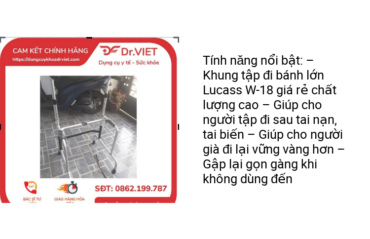 Khung tập đi Lucass W-18 không bánh xe – Hỗ trợ phục hồi chức năng hiệu quả 17 Khung tập đi Lucass W-18 không bánh xe – Hỗ trợ phục hồi chức năng hiệu quả