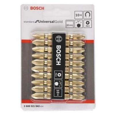 BOSCH ดอกไขควง (สีทอง) PH2-65MM (แพ๊ค10ดอก)