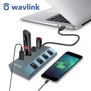 ภาพหน้าปกสินค้าWavlink อลูมิเนียม4พอร์ต USB 3.0 Hub 3 USB 3.0 + 1 Fast ชาร์จสวิตช์ตัวเดี่ยว LEDs 2.6ft สายพ่วง20V/4A Power Adapter สำหรับ PCs Ultrobooks Macbook ฯลฯ ที่เกี่ยวข้อง