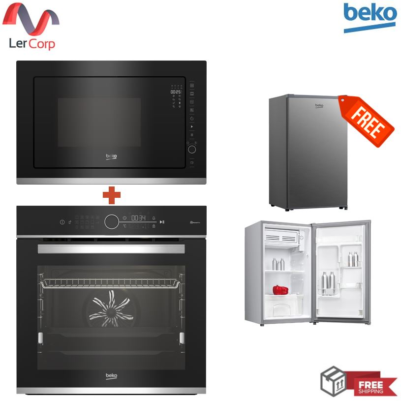 (beko) ไมโครเวฟฝัง 25 ล. BMCB 25433 X TH + เตาอบบิวต์อิน 72 ล. BBIM13400XPSWE ฟรีตู้เย็นมินิบาร์ RS9221P ราคา 49,990 บาท*ส่งฟรี