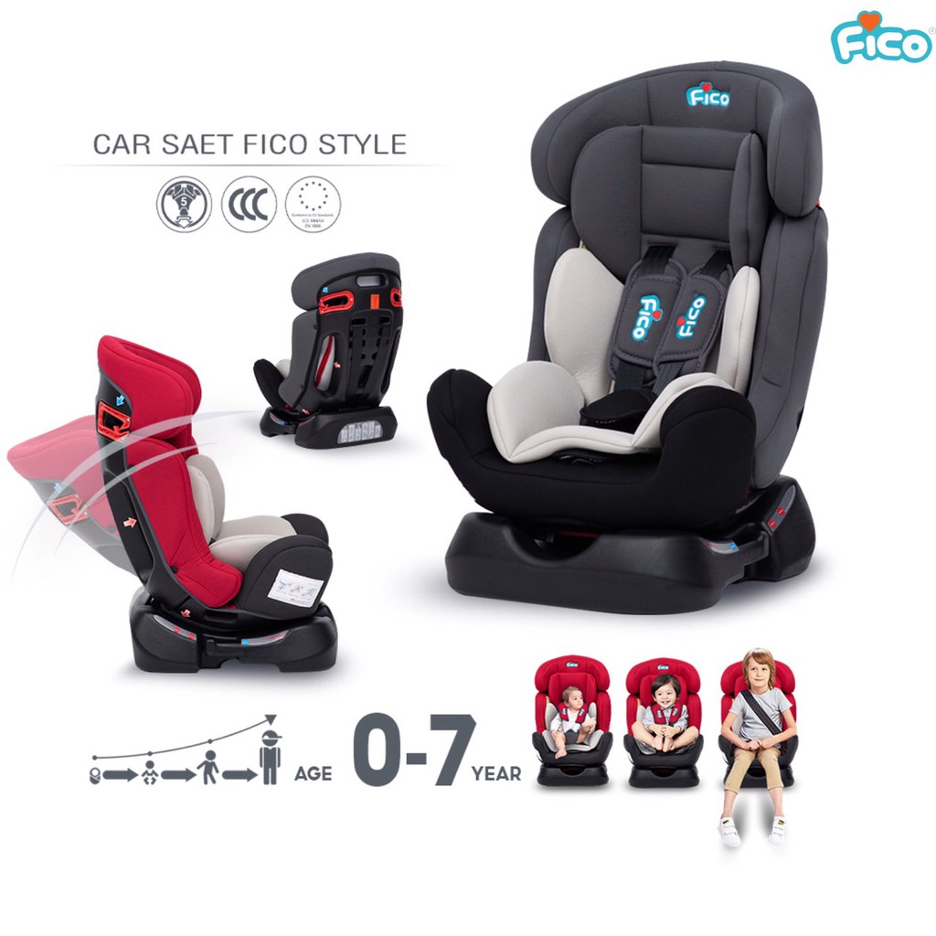 Fico Car Seat for Children from Birth - 7 Years, Model Style1 Bonito, Supports a Maximum Weight of 25 Kg. ราคา 2,490 บาท*ส่งฟรี