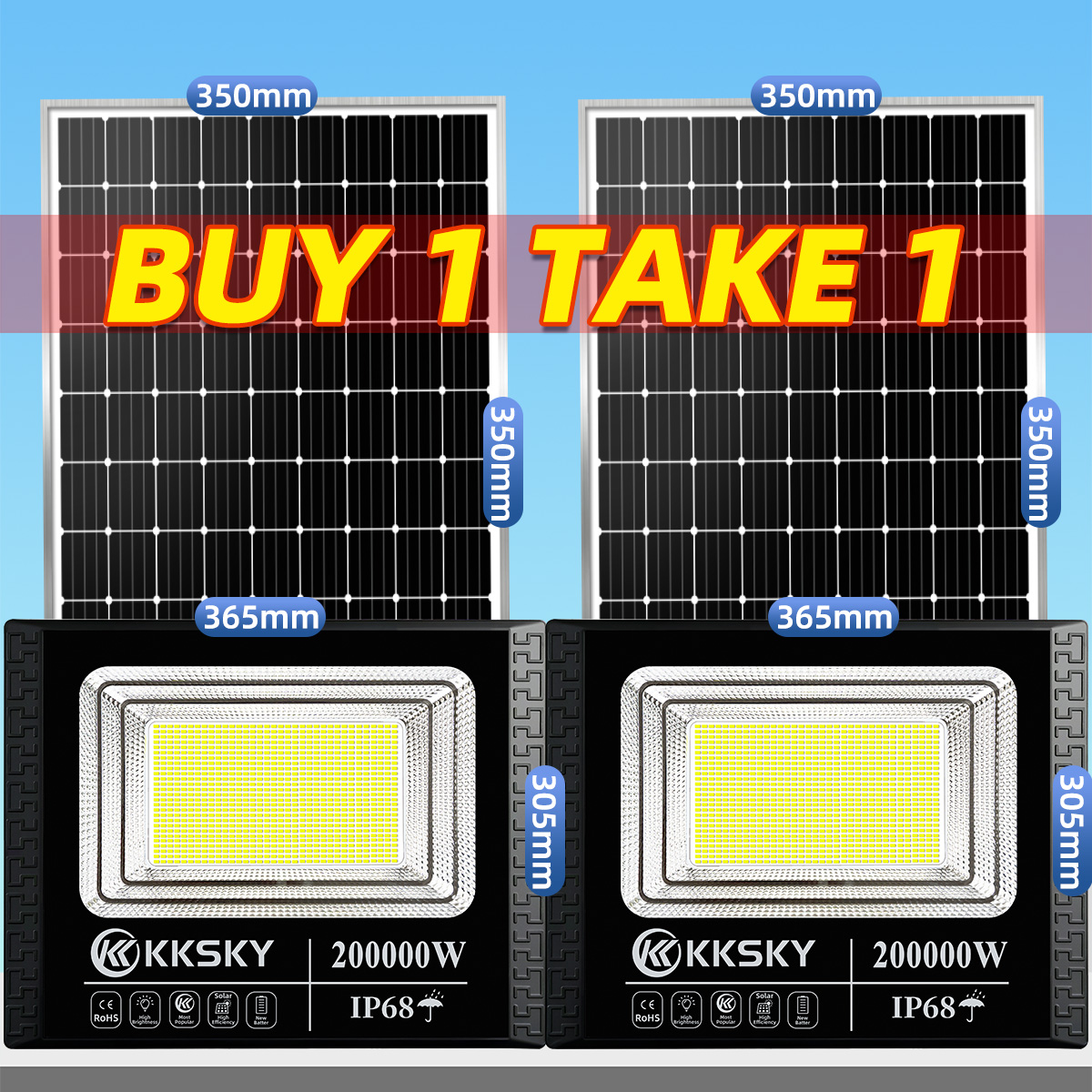 KKSKY【1 แถม 1】ไฟโซล่าเซลล์ 20000W 80000W โซล่าเซลล์ ไฟสปอร์ตไลท์ หลอดไฟ LED solar light outdoor กันน้ำ IP68 ควบคุมรีโมท เปิดอัตโนมัติ รับประกัน 30 ปี