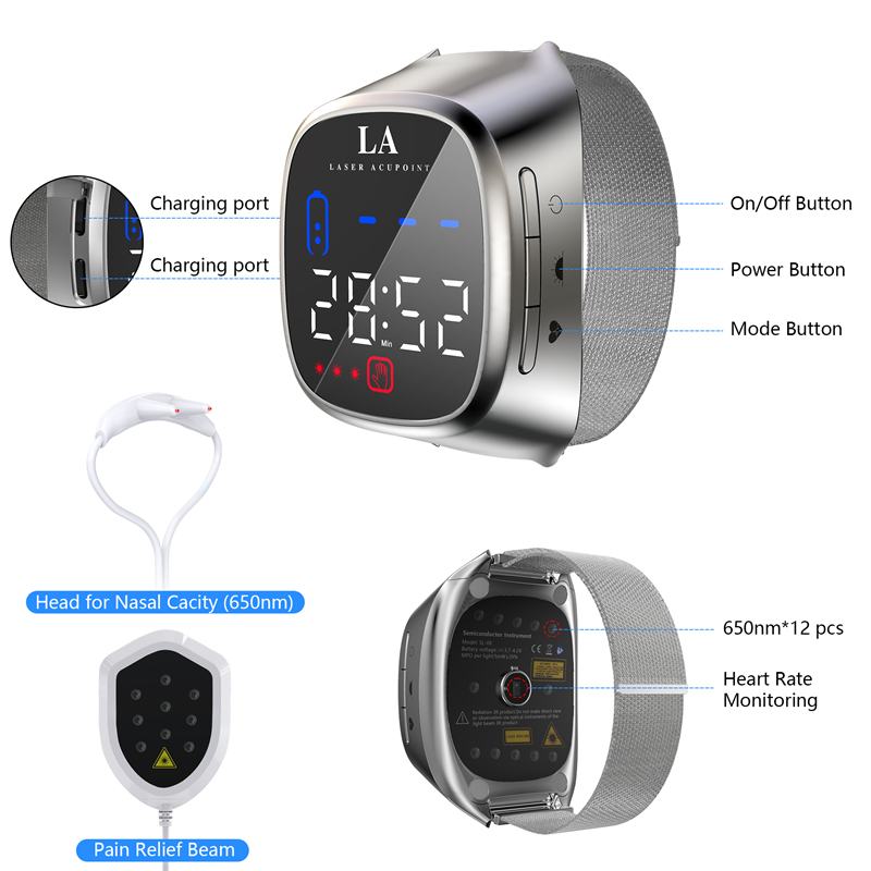 [Shipped in Bangkok, Delivered in 1-2 Days]KTS 650nm ข้อมือเลเซอร์สําหรับโรคเบาหวานความดันโลหิตสูงไซนัสอักเสบอัตราการเต้นของหัวใจ 12 หลุมเซมิคอนดักเตอร์เครื่องมือเลเซอร์กายภาพบําบัดที่บ้าน ราคา 3,999 บาท*ส่งฟรี