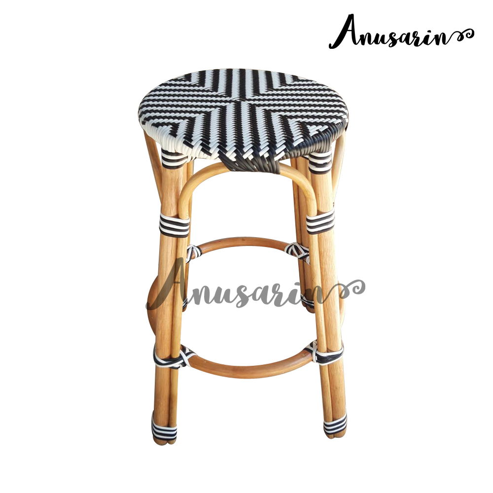 Anusarin by New Morning เก้าอี้หวายทรงสูง 72 cm Rattan Bar Stool 01 หวายแท้และหวายPE-Black&White ราคา 2,299 บาท*ส่งฟรี
