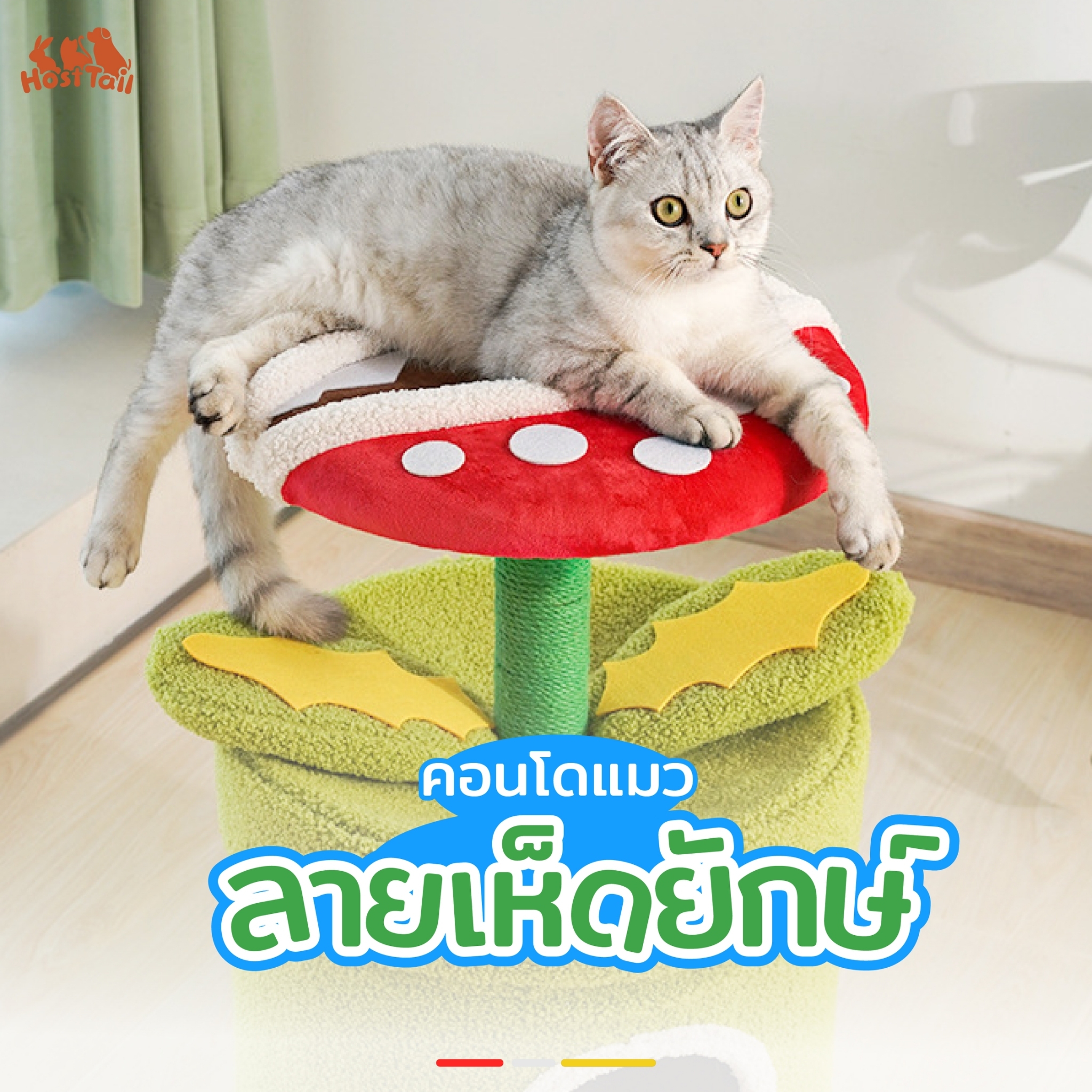 HostTail คอนโดแมว ลายเห็ดยักษ์ ราคา 790 บาท*ส่งฟรี
