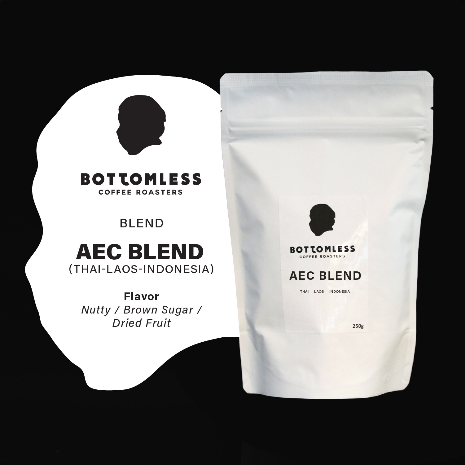 ข้อมูลเพิ่มเติมของ [Bottomless] เมล็ดกาแฟคั่ว บอททอมเลส - AEC Blend (ไทย-ลาว-อินโดนีเซีย) คั่วกลาง ขนาด 250 กรัม ( AEC Blend (Thai-Laos-Indo) Roasted Coffee Beans - Medium Roast ) (100% Arabica)