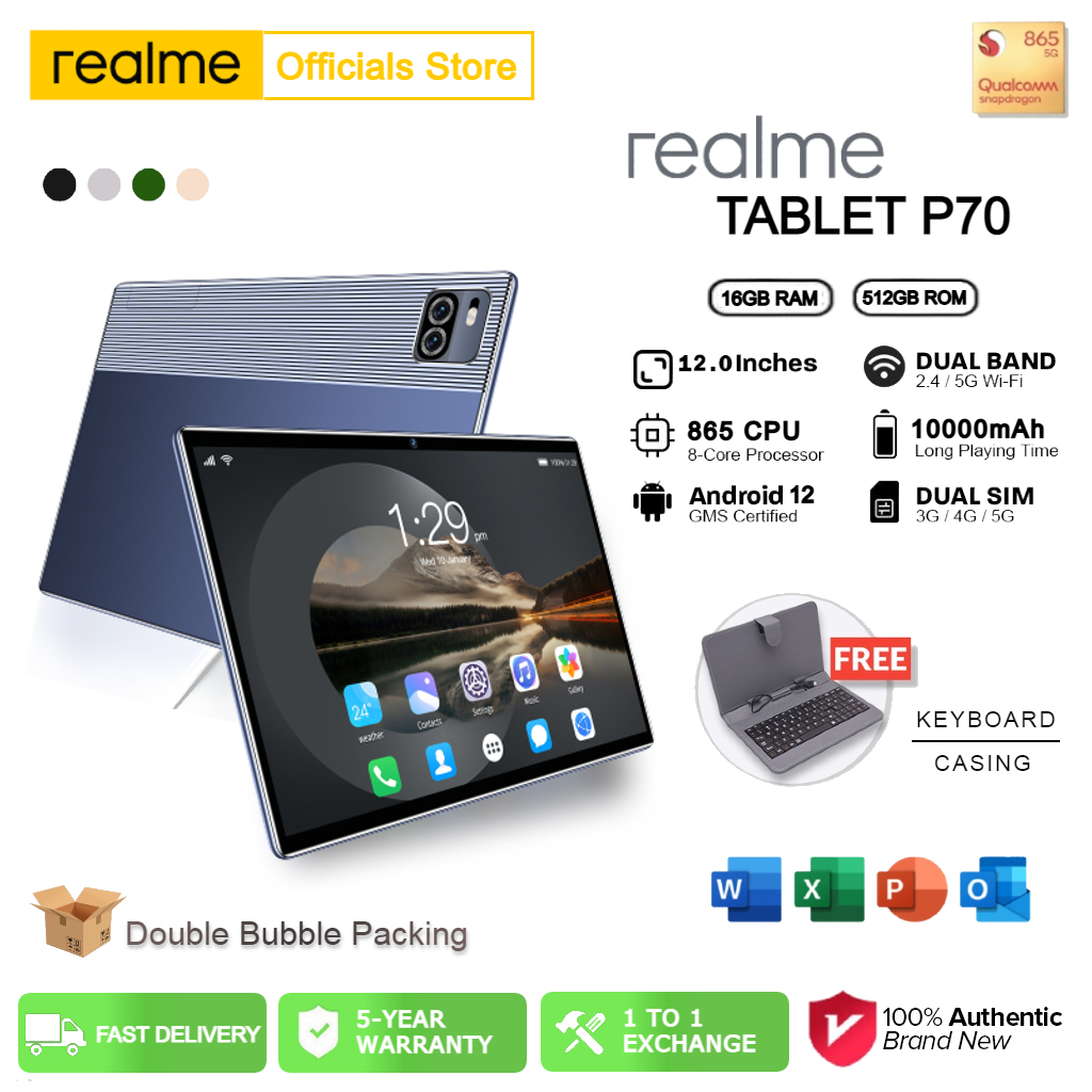 ภาพประกอบของ Realme Tablet P70 แท็บเล็ต 10.8 Inch Android 8.1 6GB RAM 128GB ROM สองซิม 4G LTE รองรับซิมการ์ดทุกเครื่อข่าย