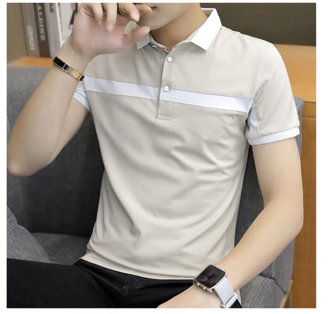 3สีบุคลิกภาพเสื้อยืดแฟชั่นชายเสื้อยืดแขนสั้นเสื้อโปโล Polo Shirt Short Sleeve Polos