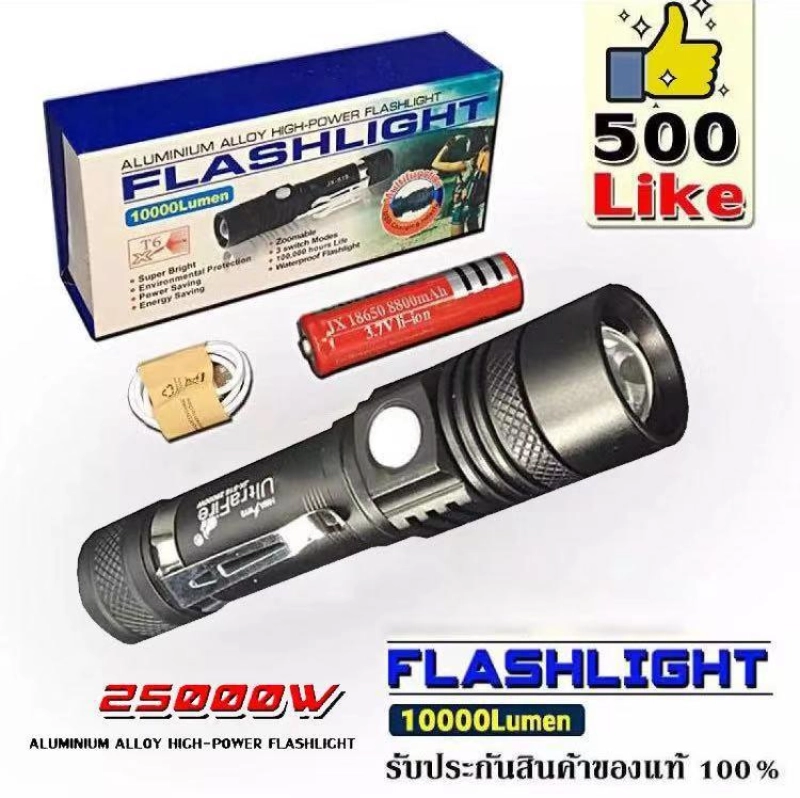 ภาพหน้าปกสินค้าRXC ไฟฉายแรงสูง ซูม led lights รุ่นWT-518 20000W Flashlight 10000 Lumen