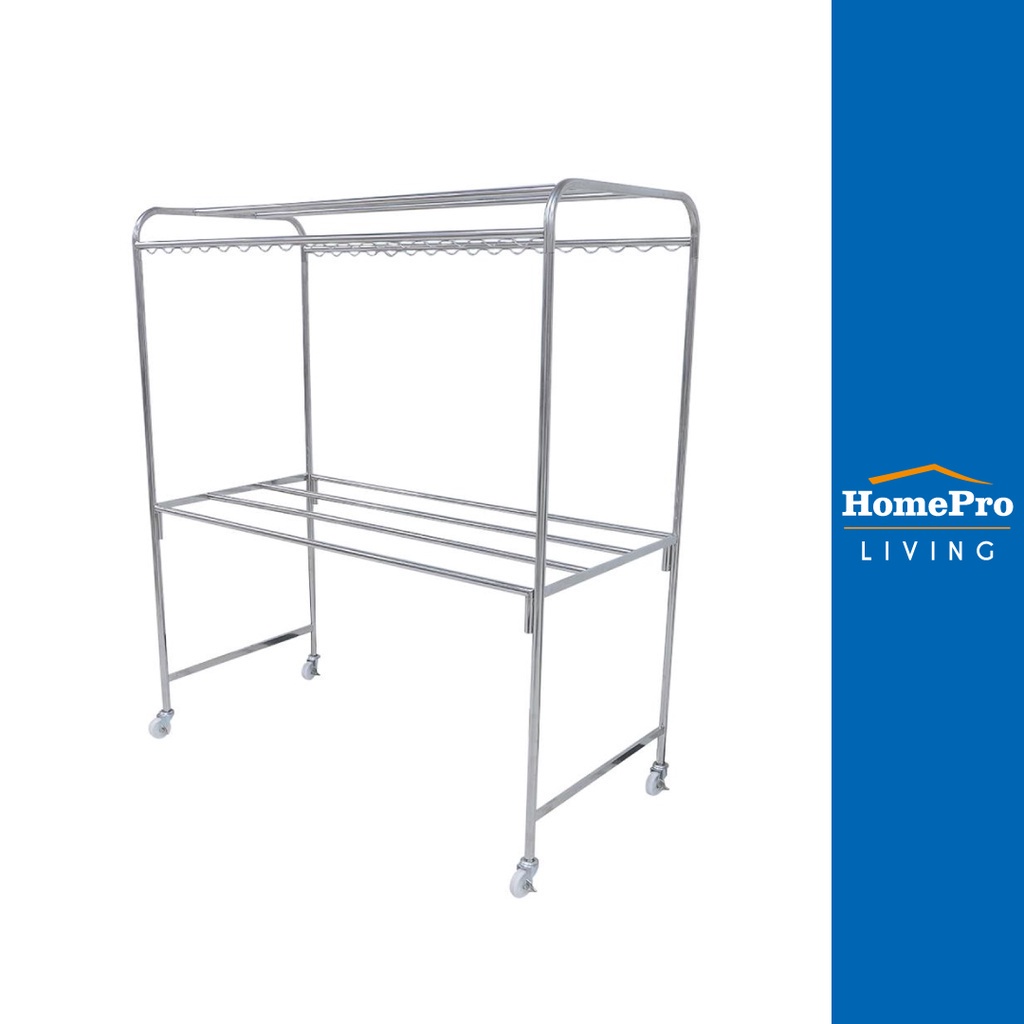 [ส่งฟรี] HomePro ราวตากผ้าสเตนเลสมีล้อล๊อคได้ 8เส้น W156cm PLIM แบรนด์ PLIM ราคา 4,890 บาท*ส่งฟรี