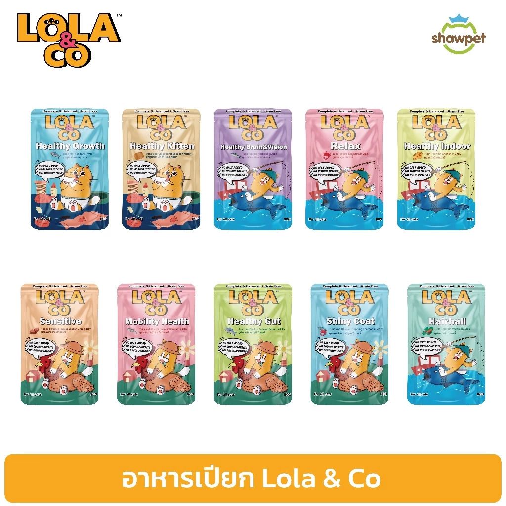 [48 Packets] Lola & Co Wet Food, Complete & Balance Formula, Size 80 Grams, Cat Food, License Number 07 ราคา 649 บาท*ส่งฟรี