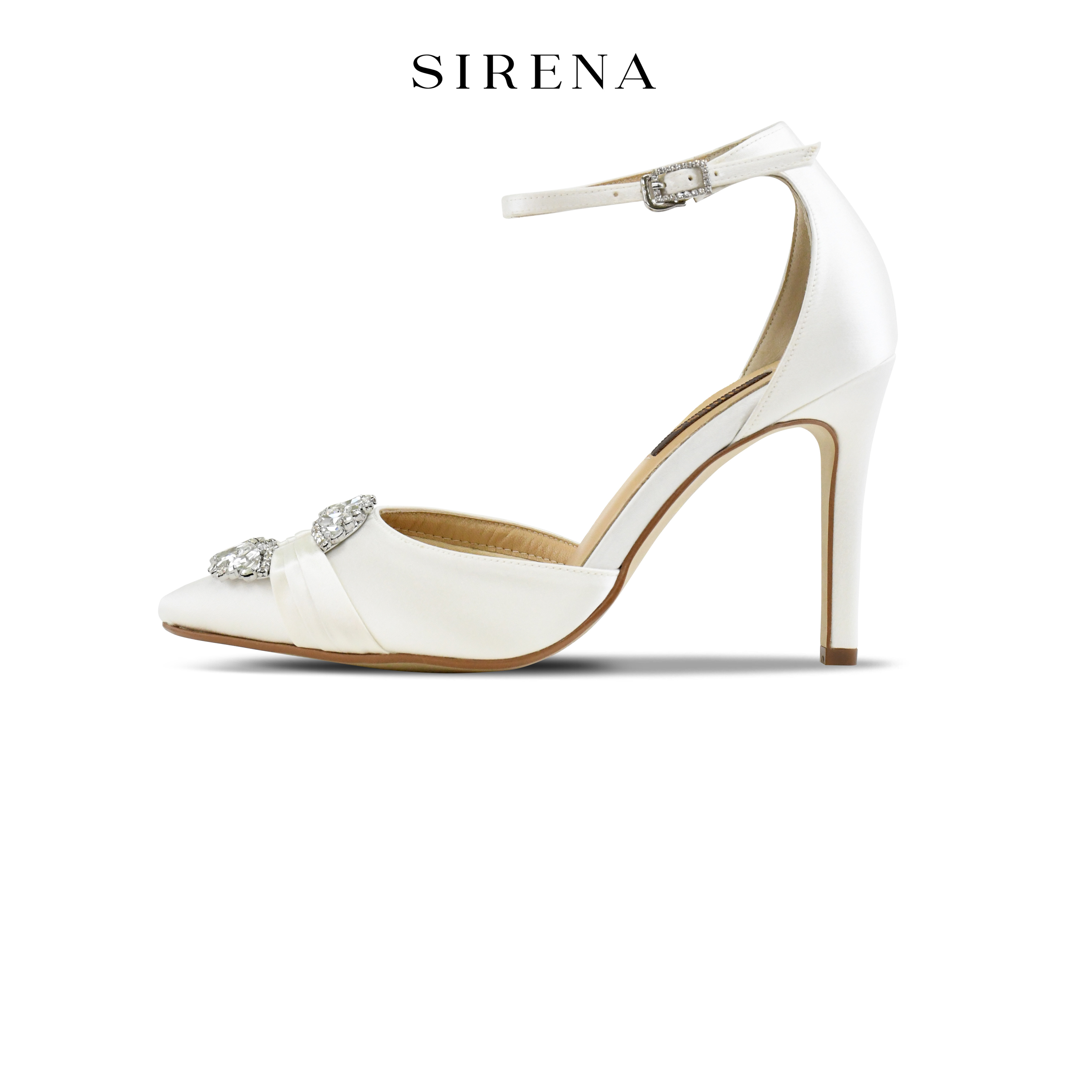 Sirena Bridal Shoes, Pointed Toe, 3.9 Inch Heel, Monica Model, Ivory Color. ราคา 4,100 บาท*ส่งฟรี