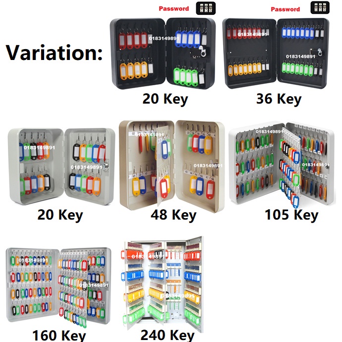 20 48 105 Keys Slot Lockable Metal Key Wall Mount Safe Storage Cabinet with Security Key Lock