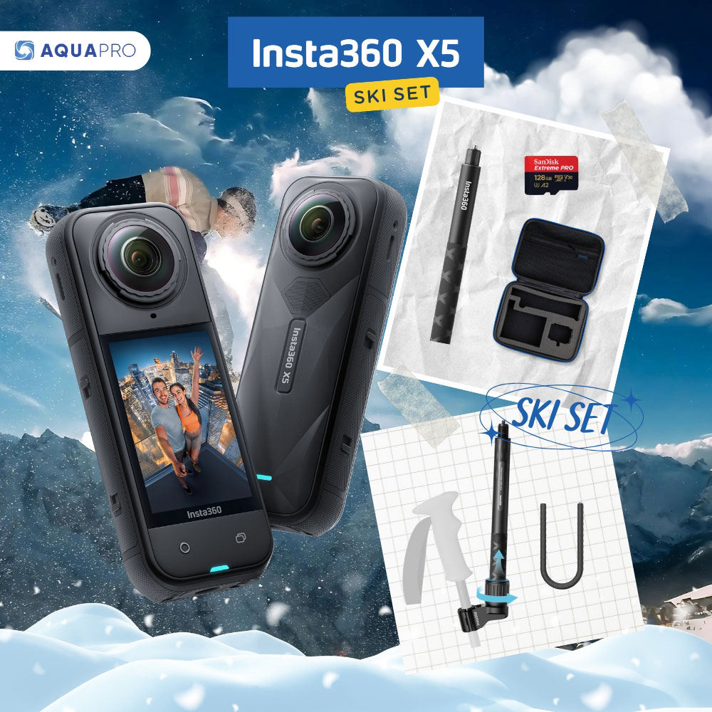 Insta360 X5 Ski Set, Thai Center Warranty, Insta360 X5 Action Camera 8K 360 Action Cam by Aquapro ราคา 28,499 บาท*ส่งฟรี