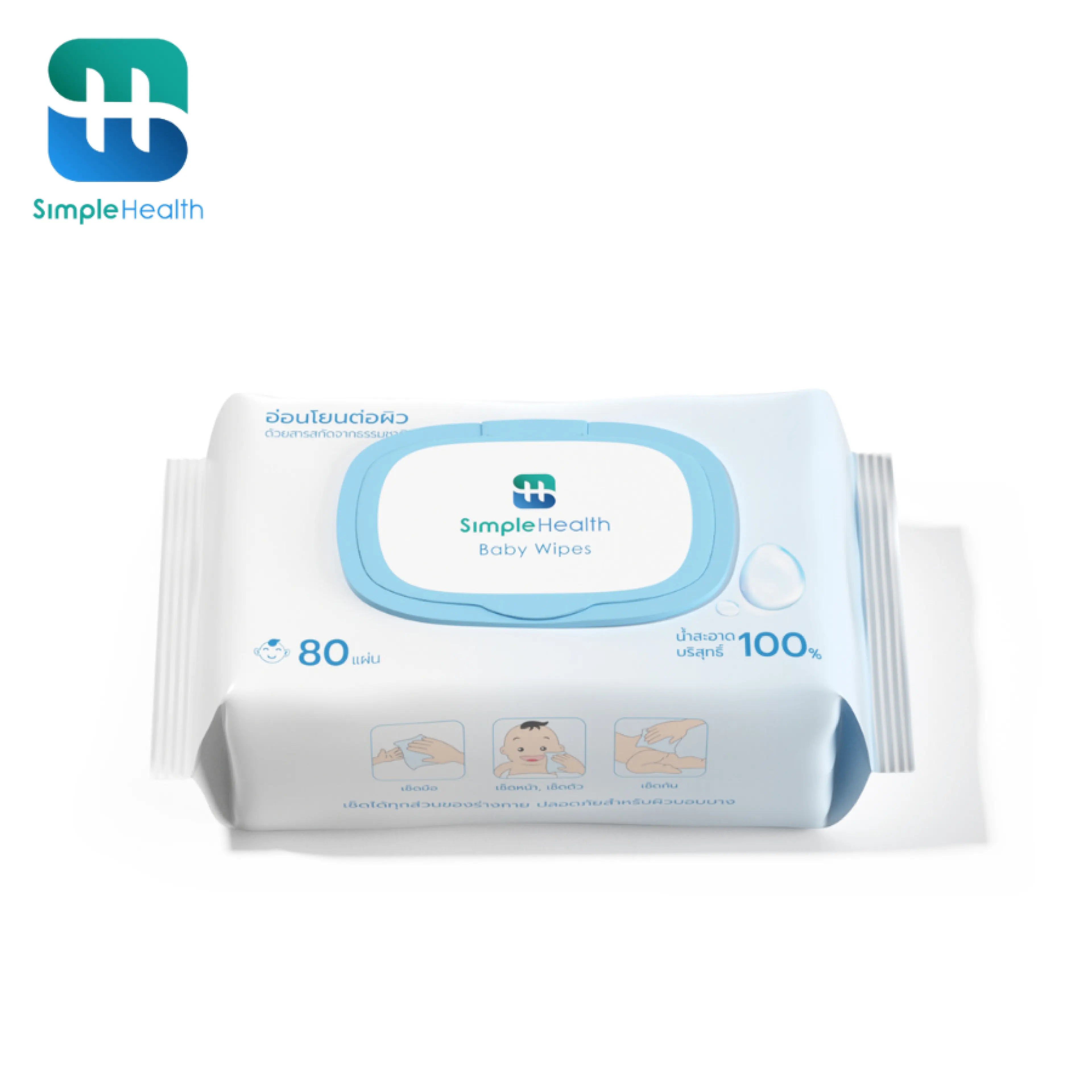 Simple Health Tissue Wet Wipes Baby Wipes Are Moist, Gentle, Soft, and Not Easily Torn, 10 Sheets.