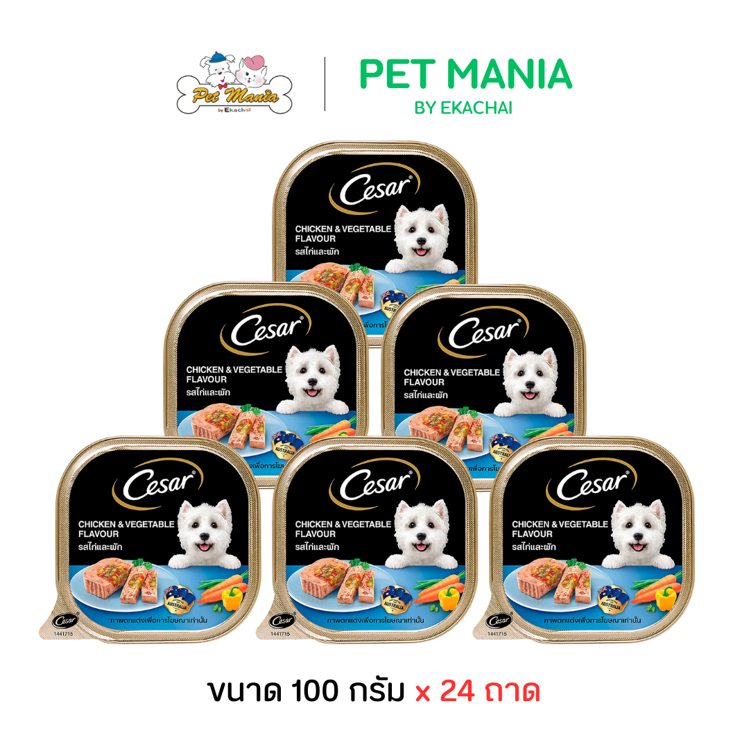 Cesar ซีซาร์ (24ถาด) อาหารสุนัข อาหารเปียก แบบถาด รสไก่และผักรวม ขนาด100g. ราคา 855 บาท*ส่งฟรี