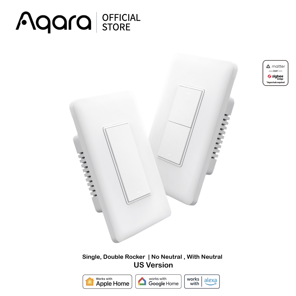 สวิตช์อัจฉริยะ Aqara Smart Wall Switch H1 US [Single, Double] No Neutral , With neutral - White ราคา 1,690 บาท*ส่งฟรี