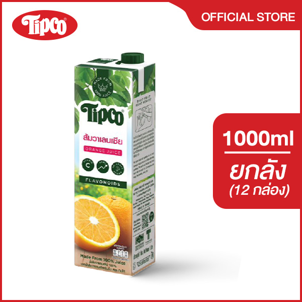 [Whole Crate] Tipco Valencia Orange Juice 100% Size 1000 Ml. ราคา 1,068 บาท*ส่งฟรี