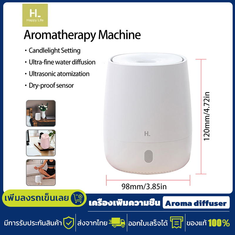 Xiaomi HL เครื่องเพิ่มความชื้น Aromatherapy Diffuser เครื่องพ่นอโรม่าพร้อมไฟ LED ไฟกลางคืน aroma diffuser เครื่องพ่นน้ำหอม 120ml 6-10h ราคา 409 บาท*ส่งฟรี