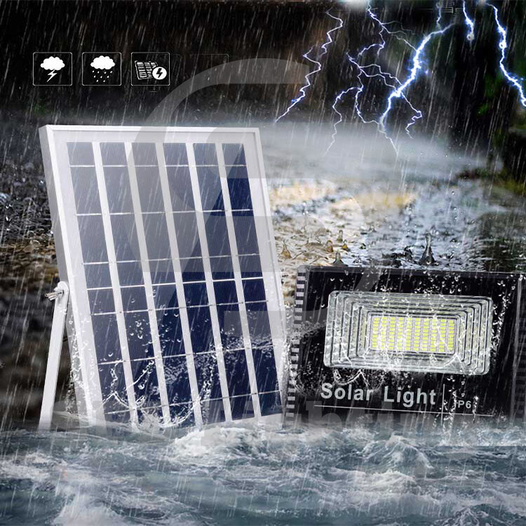 รูปภาพรายละเอียดของ Or Solar spotlight IP67 solar led โคมไฟและหลอดไฟ รับประกัน 1 ปี 25W/45W/100W/200W ไฟ led โซล่าเซล ไฟสปอร์ตไลท์โซล่าเซลล์