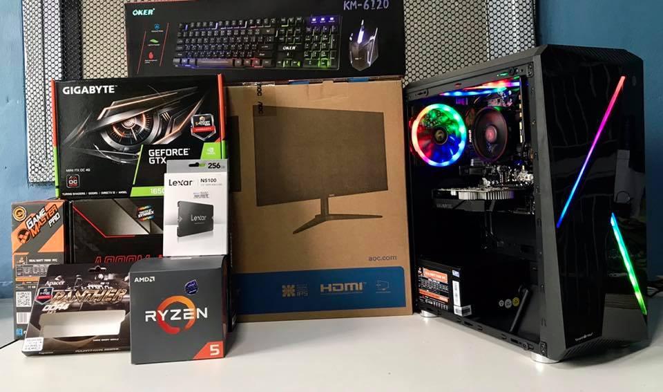 คอมพิวเตอร์สำหรับเกมเมอร์ RYZEN5 2600 l RAM 8 G l GTX 1650 4G l จอ 24นิ้ว l เมาส์คีบอร์ด