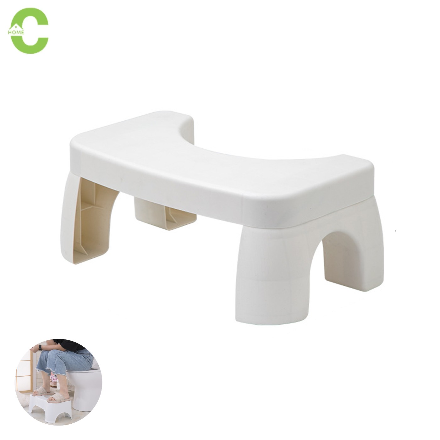 HOMEC ที่วางเท้าในห้องน้ำ เก้าอี้นั่งส้วม พลาสติก ที่วางเท้า Toilet Stool มียางกันลื่น สำหรับนั่งขับถ่าย ราคา 95 บาท*ส่งฟรี