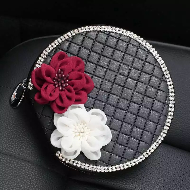 Car-Styling-Flower-Crystal-Leather-Car-Interior-Accessories-Neck-Cushion-Steering-Wheel-Covers-Handbrake-Gears-Seat (13)