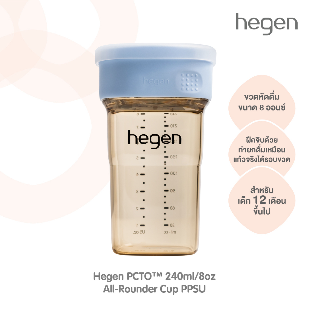 Hegen PCTO™ หัดดื่มน้ำสำหรับเด็ก ขวดหัดจิบ สีฟ้า 240ml/8oz All-Rounder Cup PPSU - Blue สำหรับ 12 เดือน+ ราคา 990 บาท*ส่งฟรี