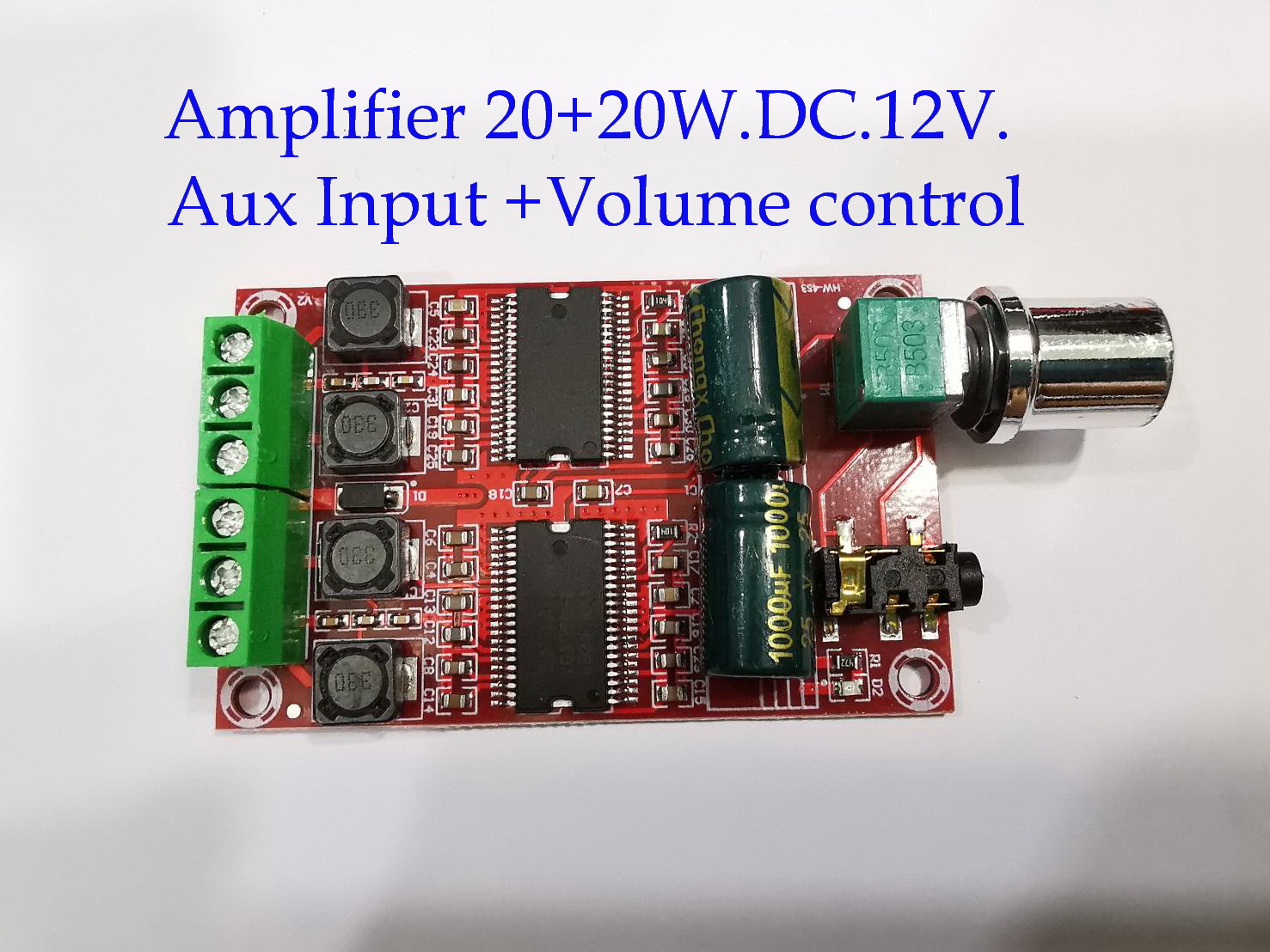 บอร์ดเครื่องขยายเสียง 2Ch. YDA138-E มี2รุ่น 12Wx2 กับ 20Wx2  Aux Input Jack 3.5mm.มี Volume control Power supply 12 Volt. YDA138-E Digital Amplifier Board Stereo HIFI Class D Audio Amplifier Board Chip Yamaha