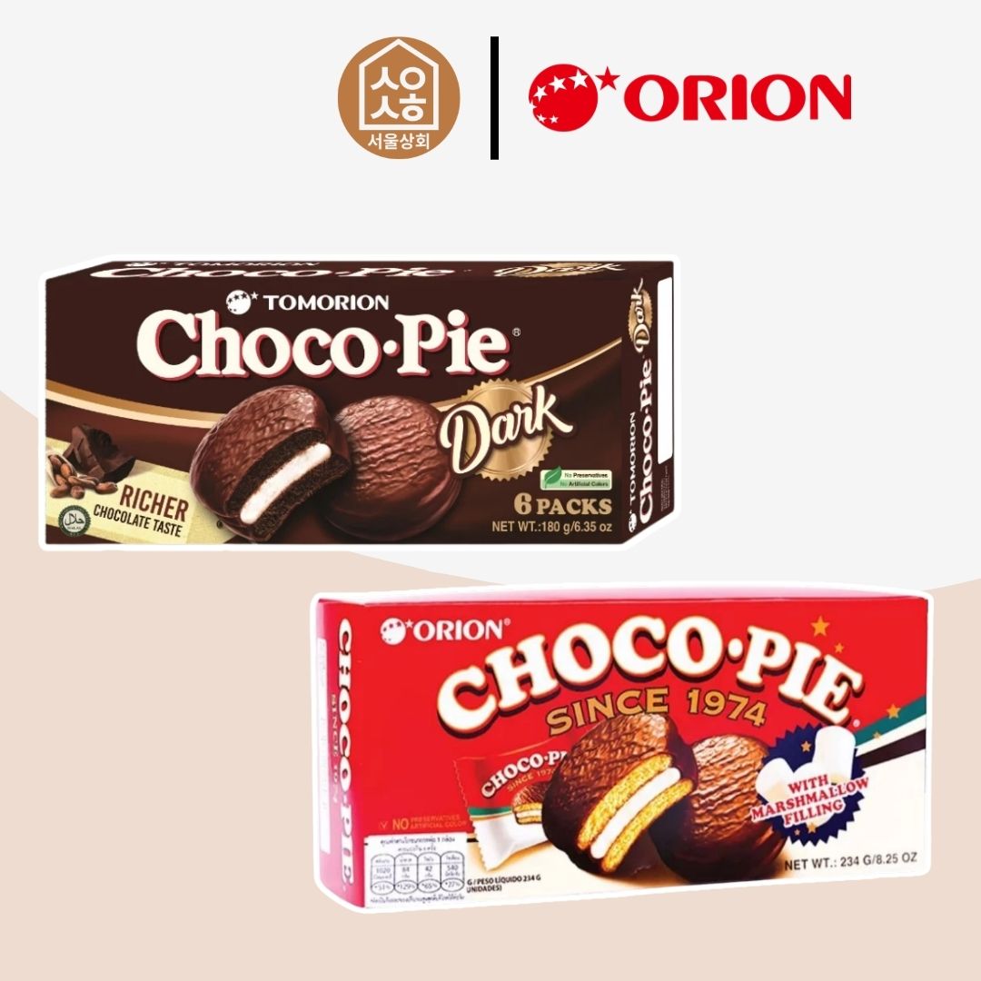 Orion Choco Pie, Filled with Marshmallow Cream and Coated with Chocolate, Orion Brand (Orion Choco Pie, Dark Choco), Box of 6 Pieces. ราคา 120 บาท*ส่งฟรี
