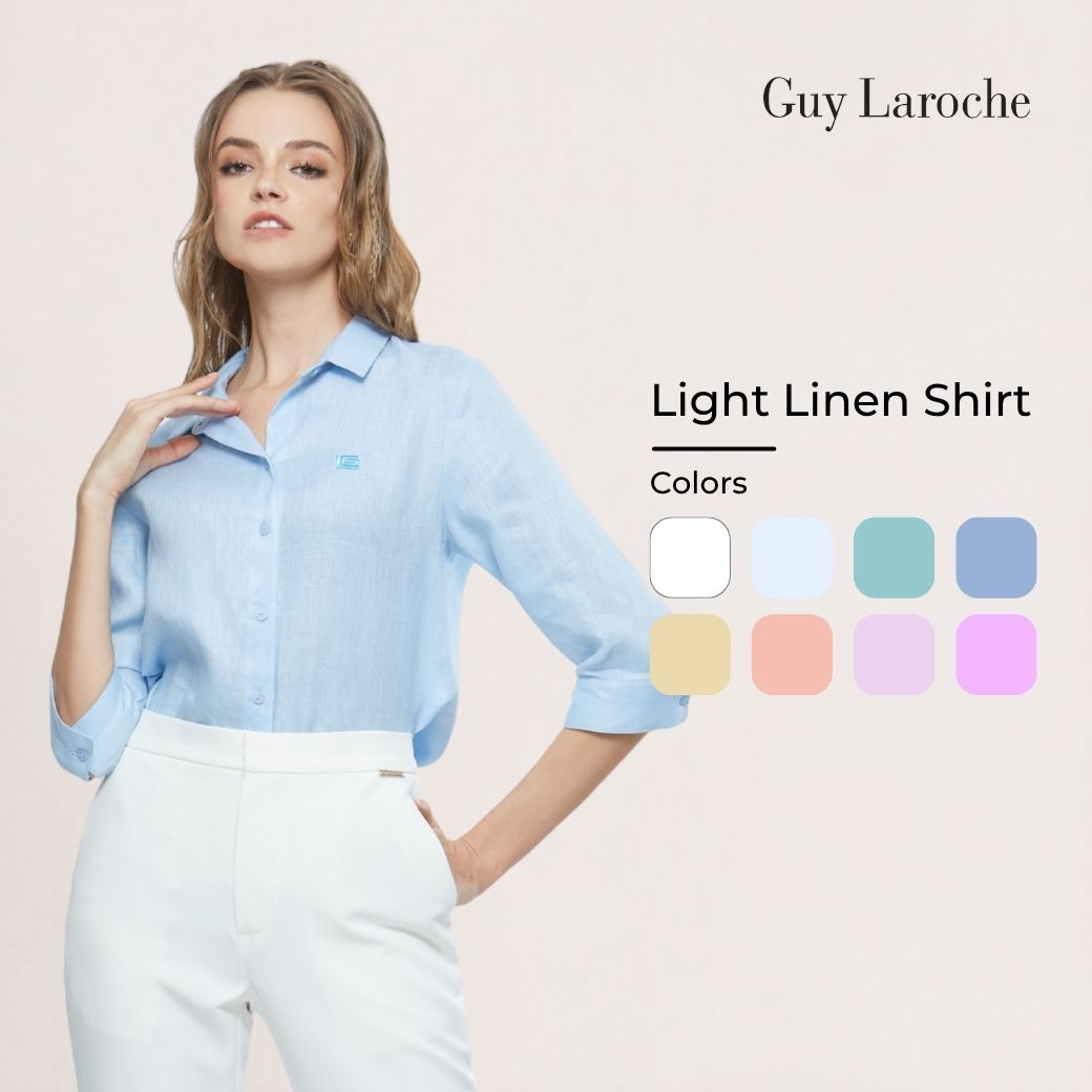 Guy Laroche Woman's Shirt Light Linen, Women's Shirt with Three-Quarter Sleeves. ราคา 2,100 บาท*ส่งฟรี