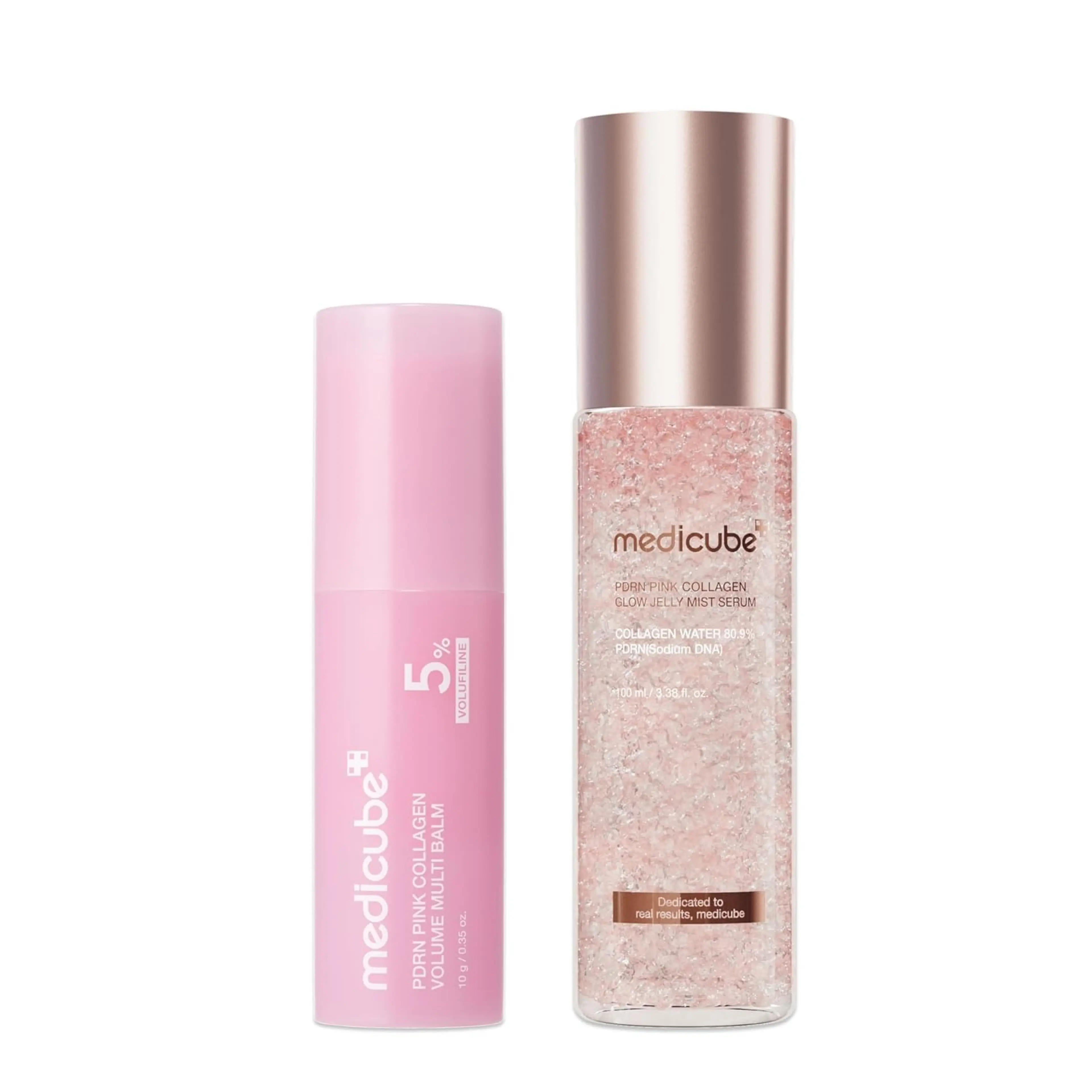 Medicube Pdrn On-The-Go Glow Duo, a Serum and Multi-Balm Set with Volufiline 5% + Pdrn + Nad+ + Collagen, Helps Restore Deep Wrinkles. Fills in the Concave Areas, Tightens the Skin, Makes the Skin Bright and Healthy, Easy to Carry, and Can Be Used Through