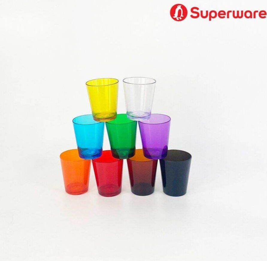 Srithai superware plastic water cup, beer mug, coffee mug, clear glass, wide mouth, 250 ml. / 11oz. C-77 ราคา 35 บาท*ส่งฟรี