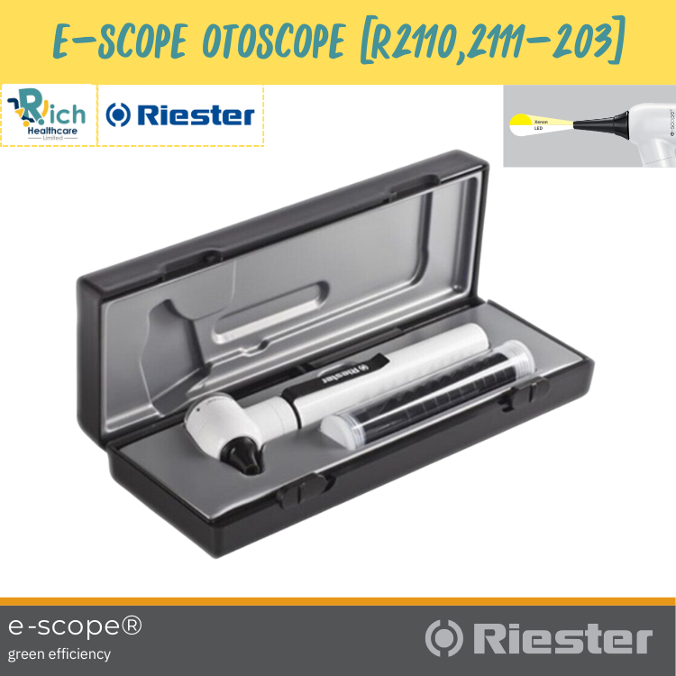 Riester ชุดอุปกรณ์สำหรับส่องตรวจหู แบบพกพา รุ่น e-scope F.O. Otoscope, LED3.7V (R2110,2111-203) [รับประกัน 1 ปี] ราคา 5,990 บาท*ส่งฟรี