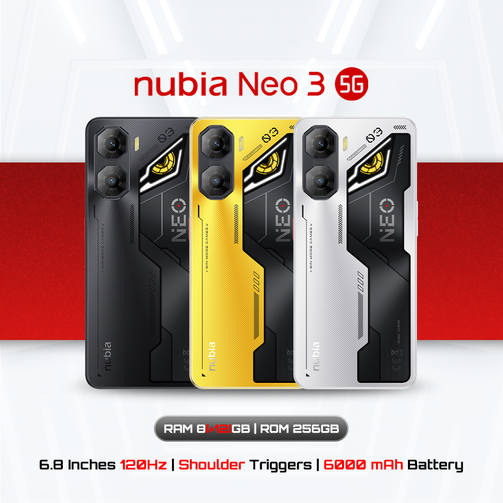 Nubia Neo 3 5g (8+256Gb) - L/R Shoulder Triggers L 6000Mah Battery, 33W Fast Charging L 6.8-Inch 120Hz Screen L Mecha Design Rgb Lighting ราคา 6,499 บาท*ส่งฟรี