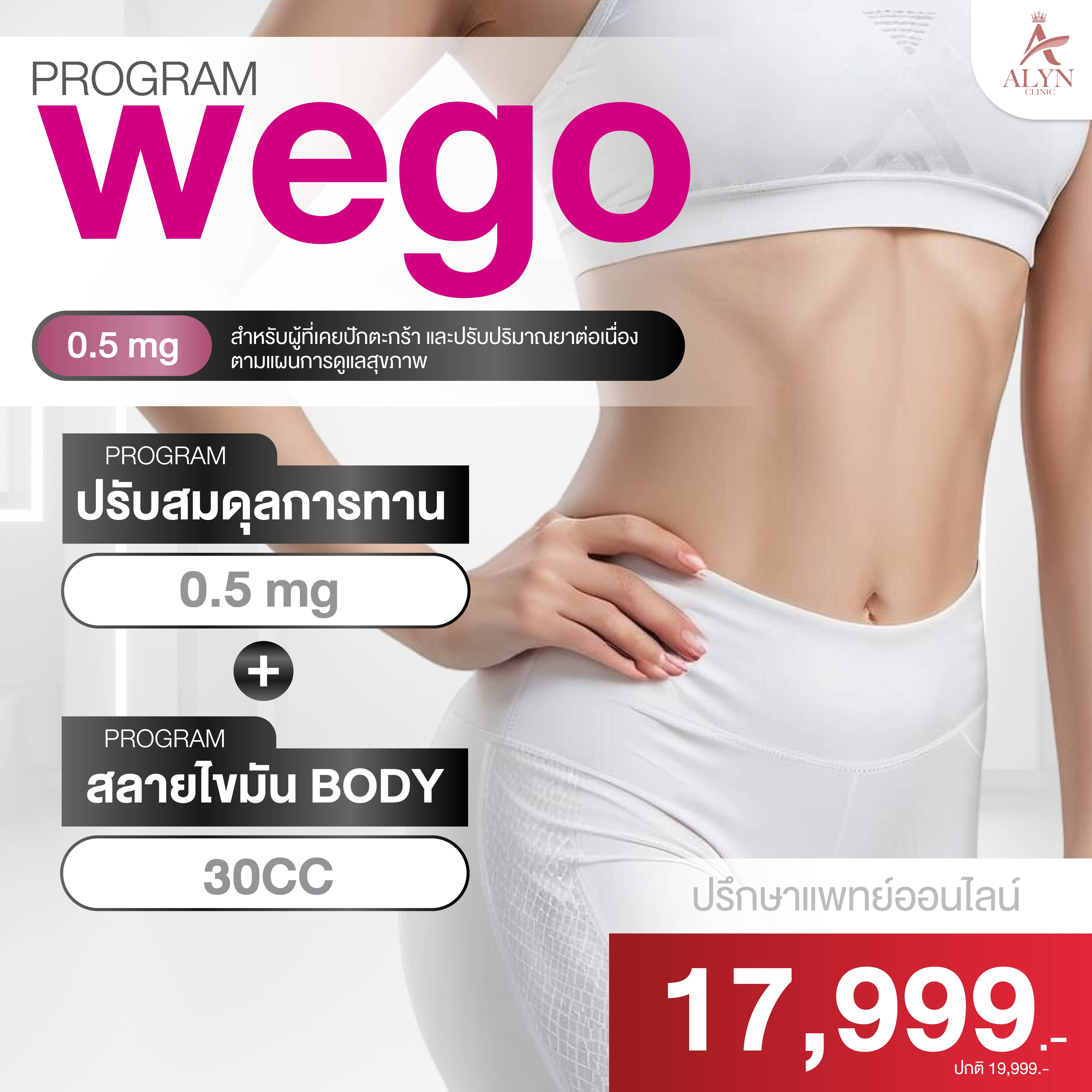 บัตรกำนัลดิจิทัล อีเวาเชอร์ส่วนลดสินค้า สินค้าดิจิทัลและบัตรกำนัล ALYN CLINIC อลินคลินิก ชุดสองตะกร้าปัก Wego 0.5 Mg Body Care Program - Alyn Clinic [E-Voucher]