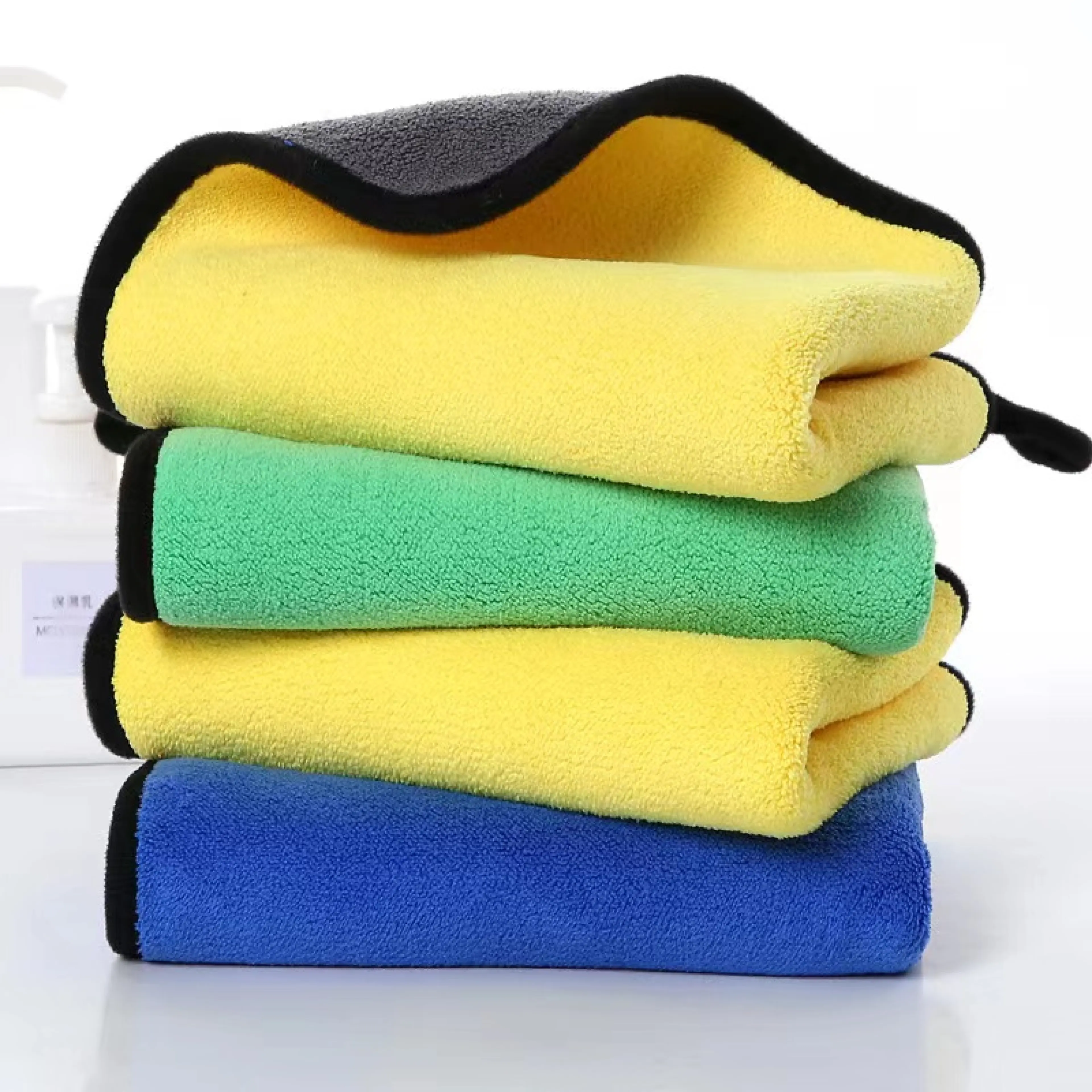 ผ้าเช็ดรถ ผ้าล้างรถ ผ้าไมโครไฟเบอร์ 30x30cm สีเหลืองเทา หนาพิเศษ ผ้าเช็ดรถสีเหลือง ผ้าไมโครไฟเบอร์เช็ดรถ ผ้าเช็คน้ำยาเคลือบแก้ว - รูปที่ 1