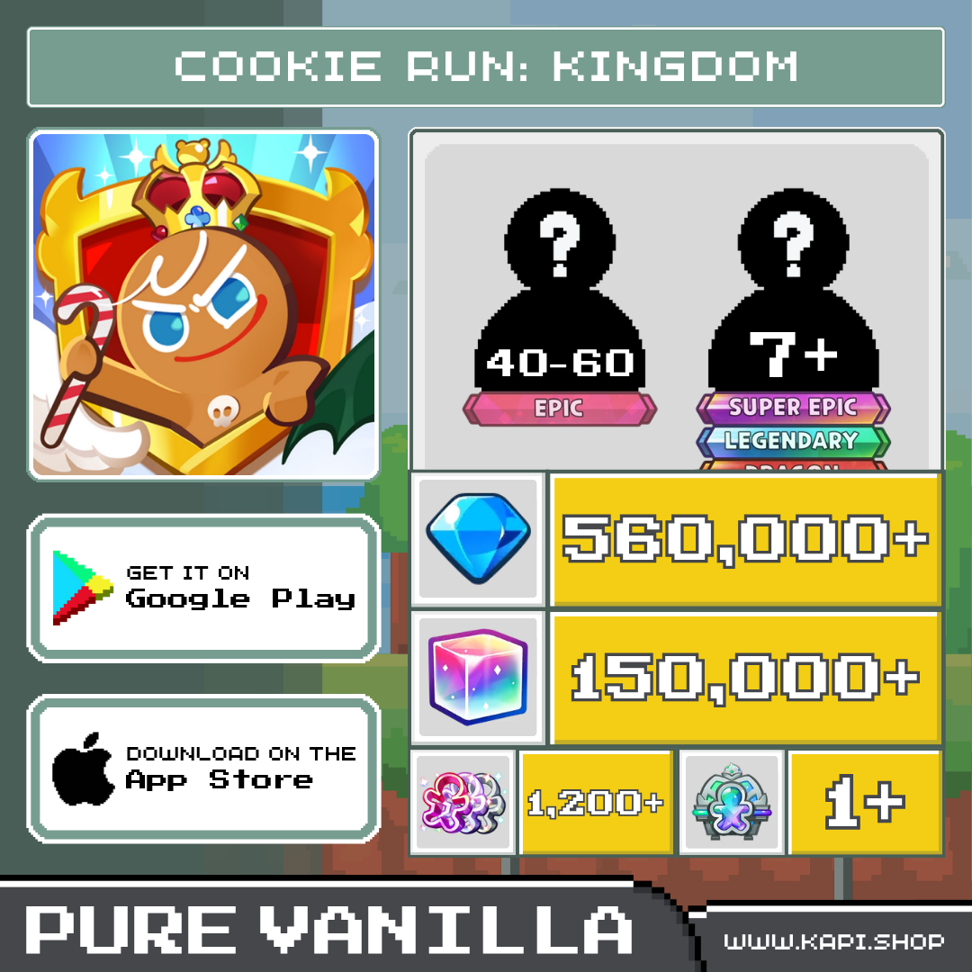 Cookie Run: Kingdom (Pure Vanilla) - 560,000+ Crystals + Random Cookies ราคา 620 บาท*ส่งฟรี