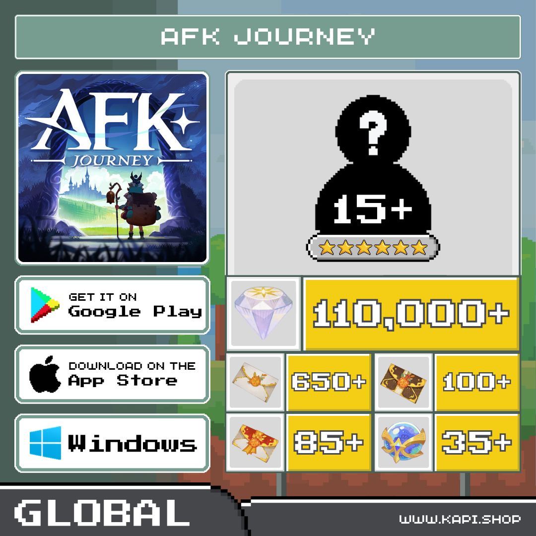AFK Journey (Global) - 110,000+ Diamonds + Random 6-Star Characters 15 or More. ราคา 355 บาท*ส่งฟรี
