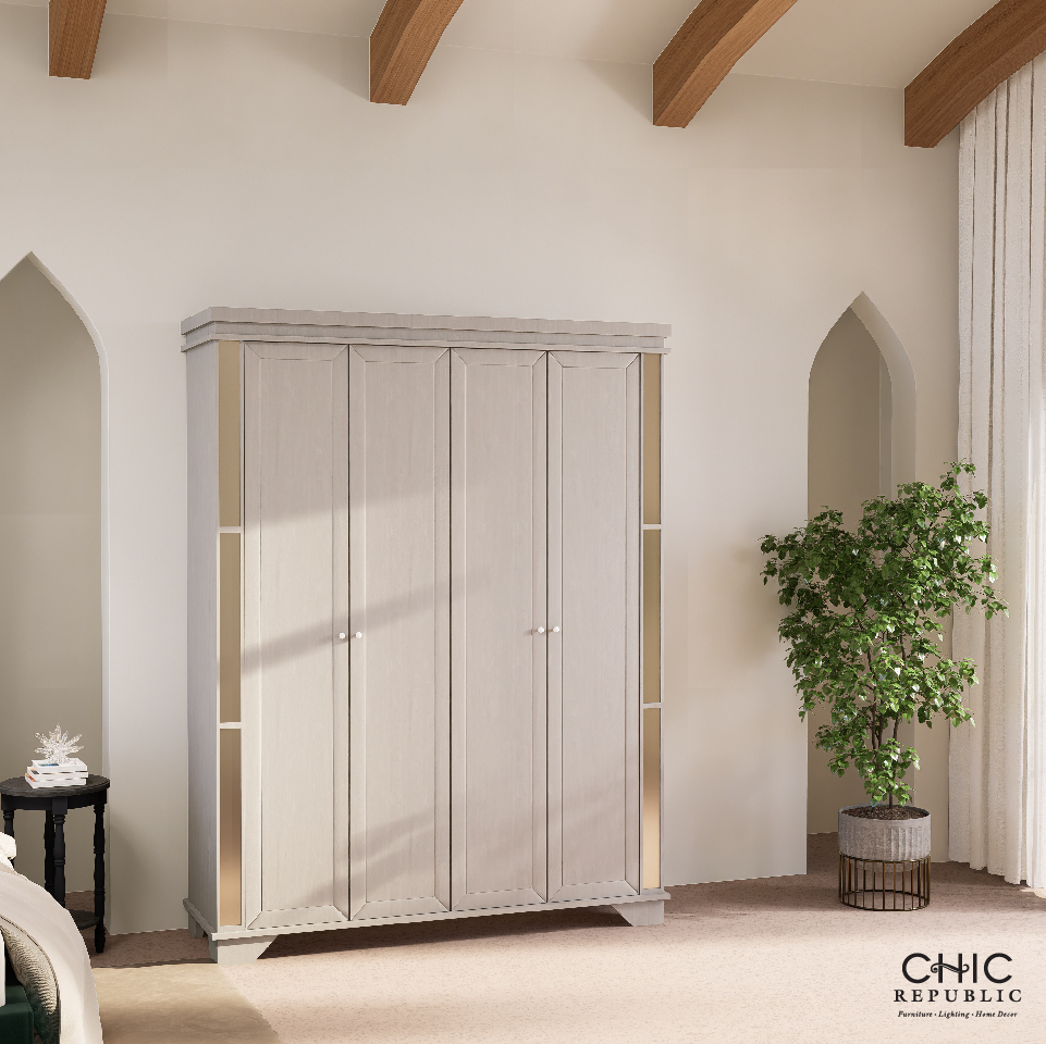 Chic Republic EMMERSON/4,ตู้เสื้อผ้า 4 บานเปิด - สี ขาว/ธรรมชาติ ราคา 49,875 บาท*ส่งฟรี