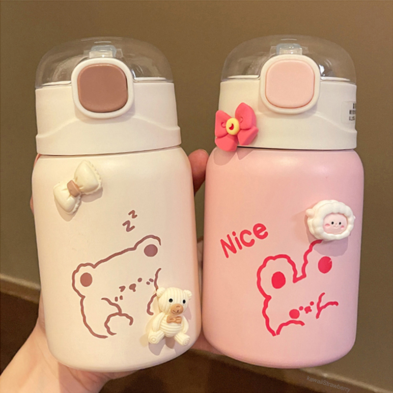 350/450ML Insulated Water Bottle Cartoon Kawaii Bear Cute