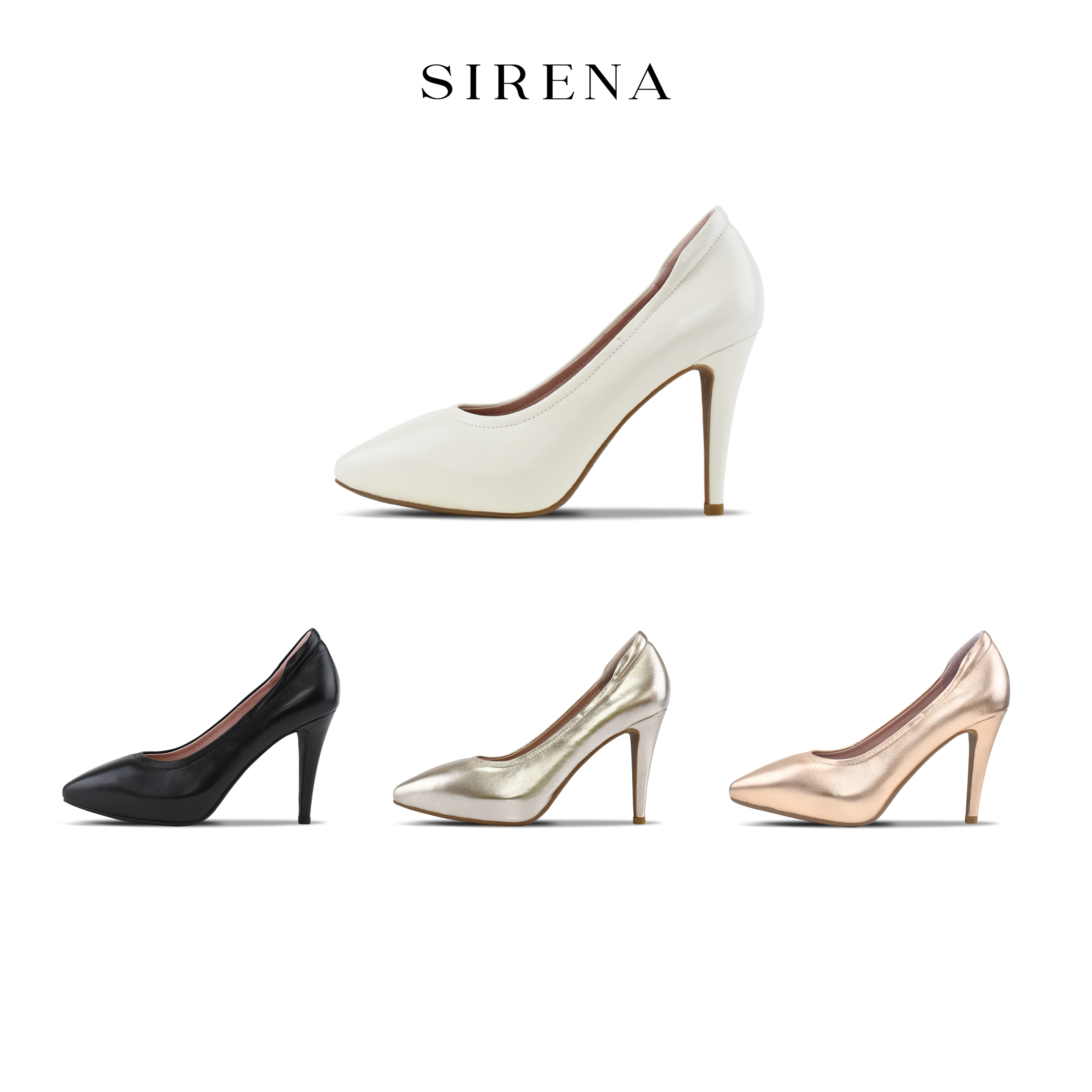 Sirena Genuine Leather Shoes, 4 Inch Heel, Model Vanessa+Platform 15mm | Women's Casual Shoes ราคา 2,712 บาท*ส่งฟรี