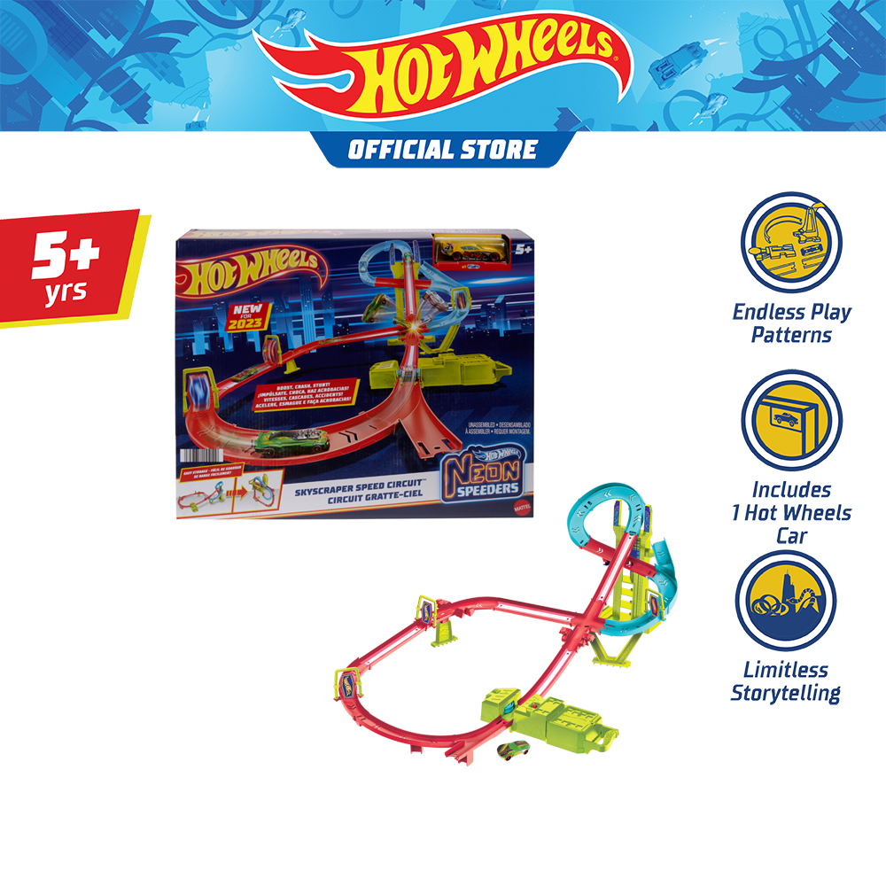 HOT WHEELS NEON SPEEDERS Skyscraper Speed Circuit Track Set ชุดรางฮอตวีลนีออนสปีดเดอร์ ซิ่งรอบตึกระฟ้า HPC07 ราคา 3,140 บาท*ส่งฟรี