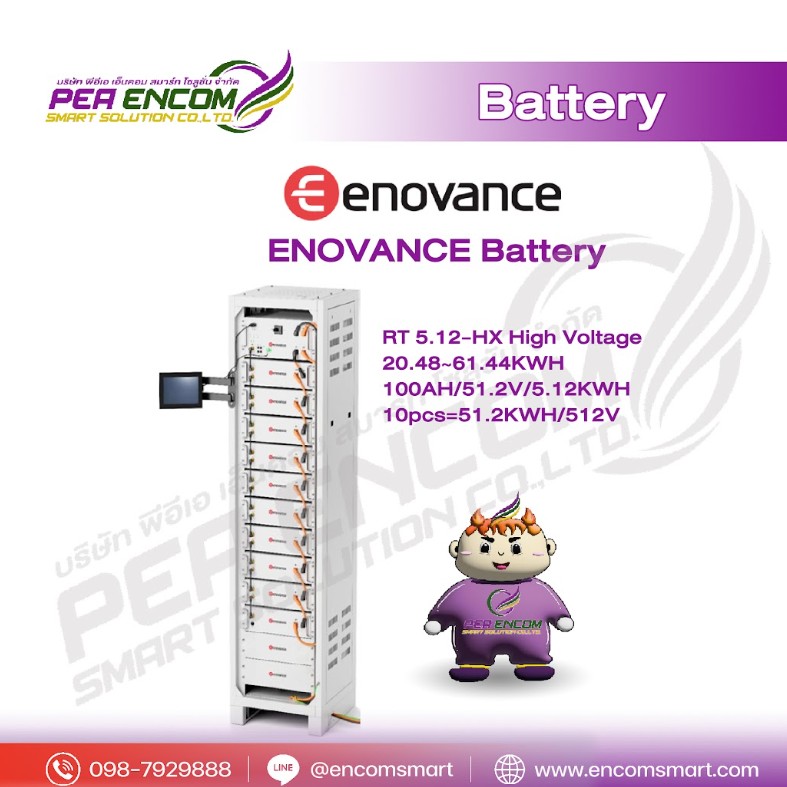 Battery Eenovance 100A 51.2Kwh (10Pcs 512V) ราคา  488,800 บาท*ส่งฟรี