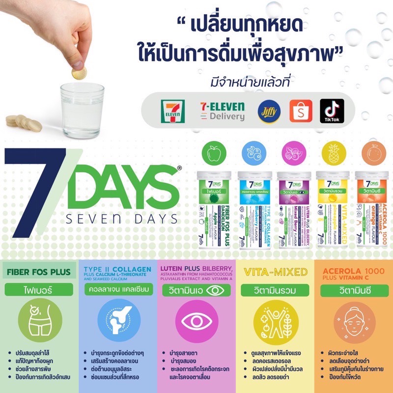 7 Days Lutein Plus Bilberry 7Days TYPE II COLLAGEN PLUS CALCIUM ราคา 95 บาท*ส่งฟรี
