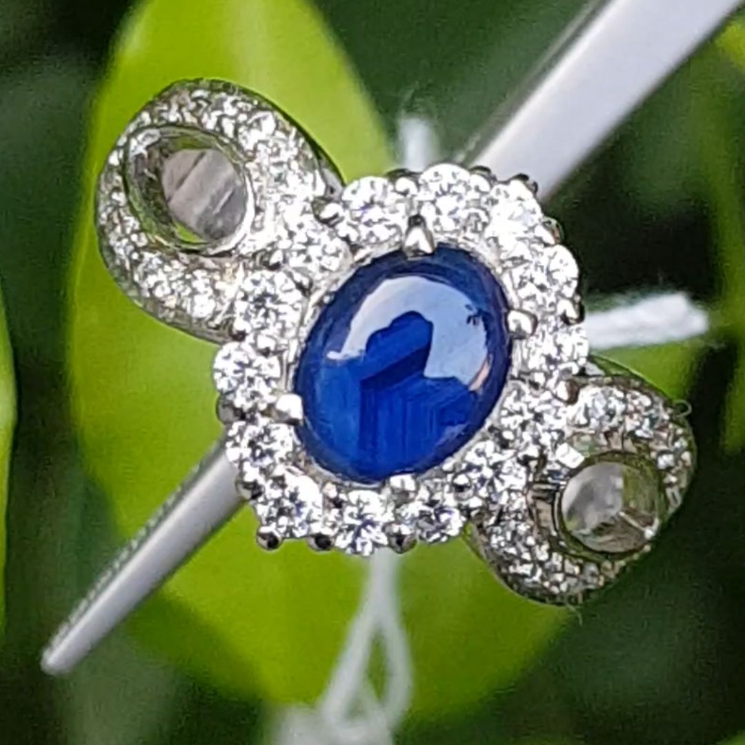 แหวน พลอย ไพลิน ดิบ (Size) 51 Unheated Blue Sapphire Ring ราคา 5,800 บาท*ส่งฟรี