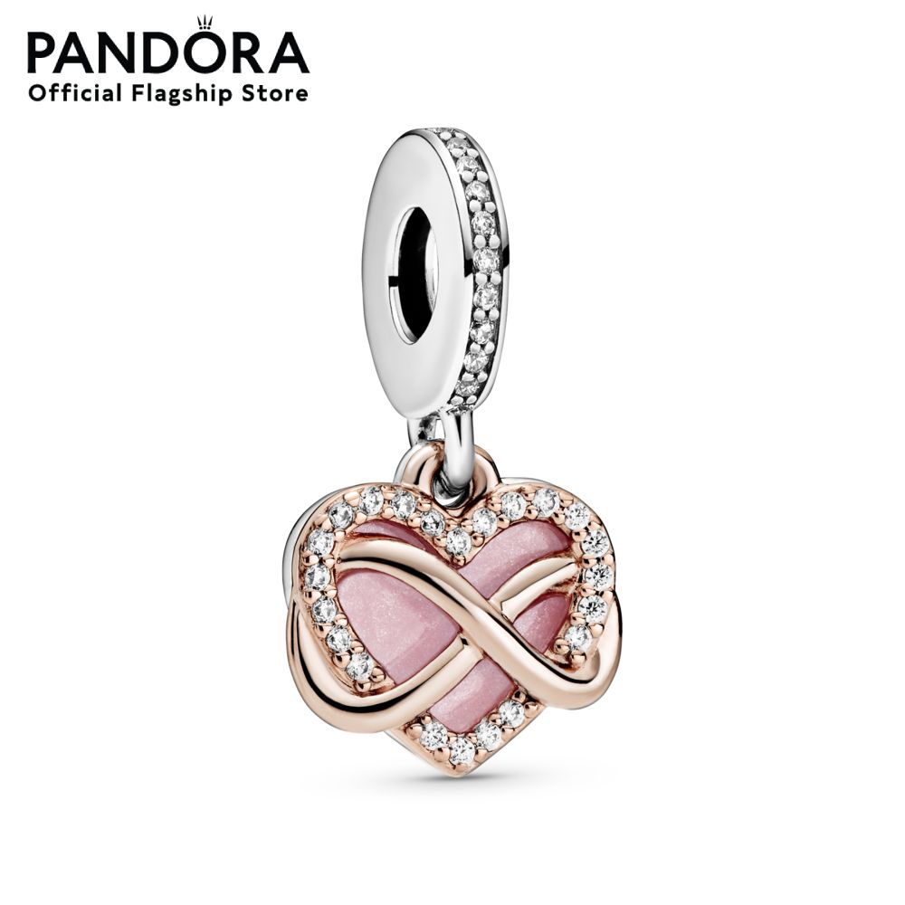 Pandora Infinity Heart Rose and Sterling Silver Dangle with Clear Cubic Zirconia and Pink Enamel Jewelry Pendant Charm Rose Gold Charm Rose Gold Color Rose Gold Charm Rose Gold Charm ราคา 2,835 บาท*ส่งฟรี