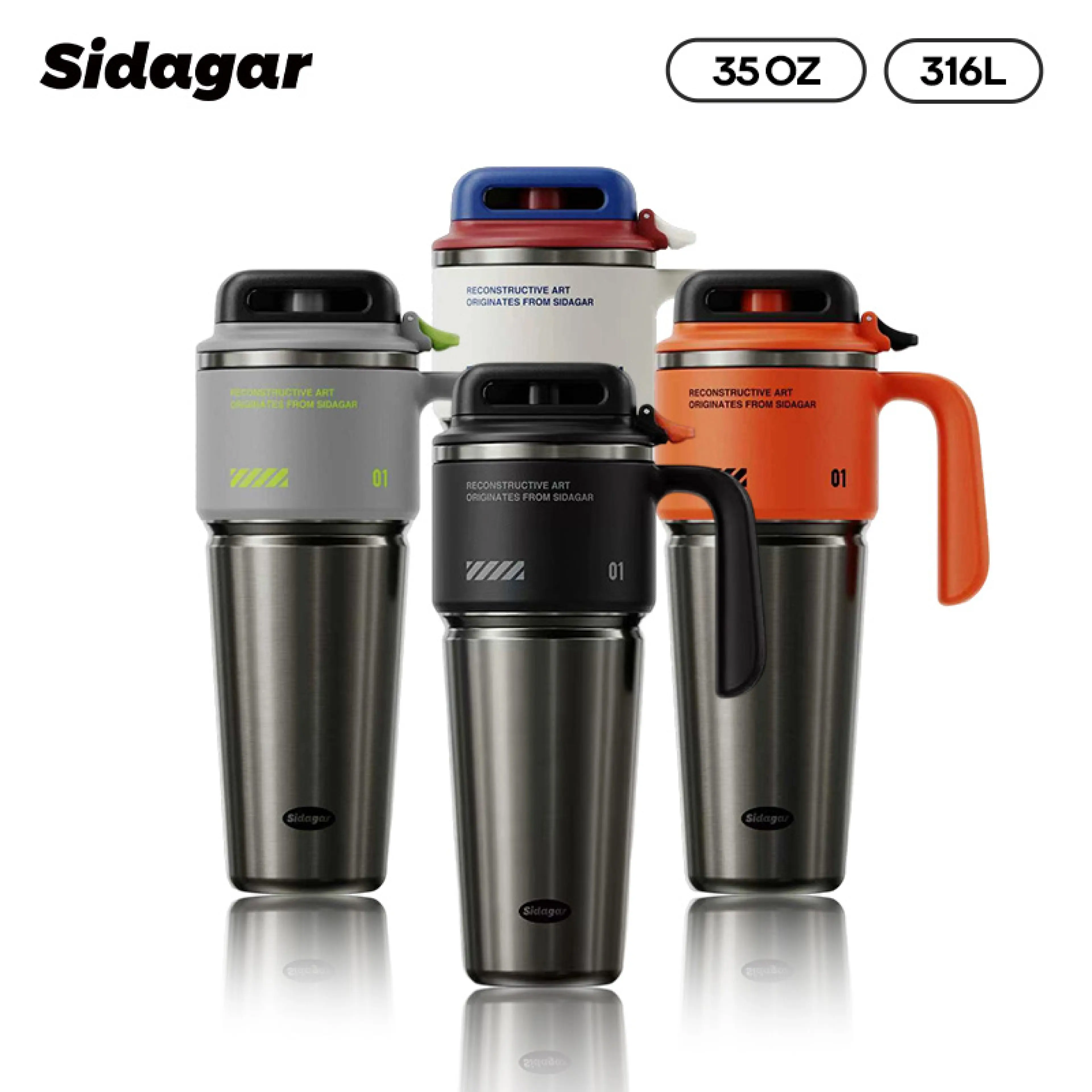 Sidagar 1000ml Cold Storage Glass Large Capacity, Ceramic Coating, 316 Stainless Steel, Outdoor Drinking Glass, Outdoor Drinking Cup, Sports Cup, New Year's Gift